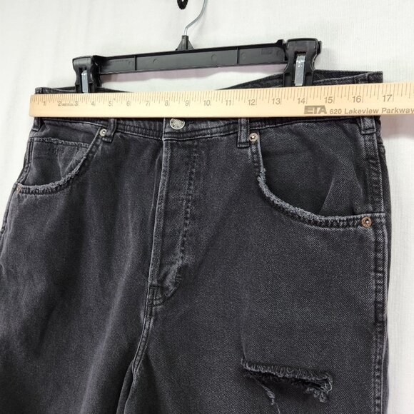 We The Free People Distress Baggy Jeans Size 30 Black Wide Leg Denim Button Fly - Picture 6 of 15